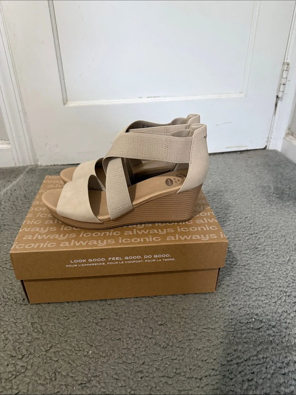 Dr. Scholl's Neutral Beige Crisscross Wedge Sandals
